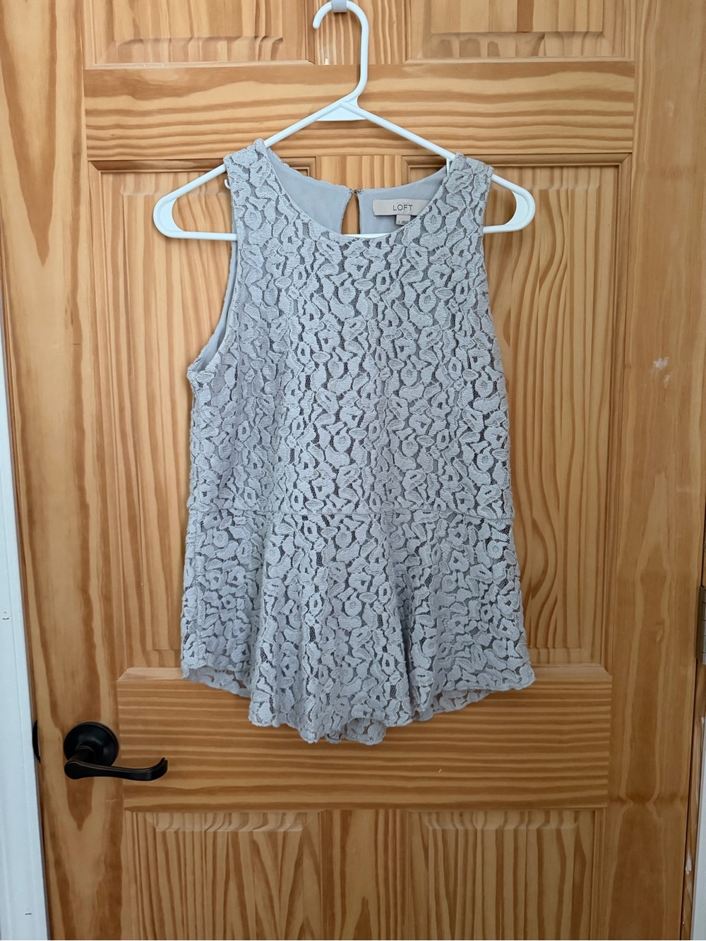 LOFT Light Gray Lace Peplum Camisole
